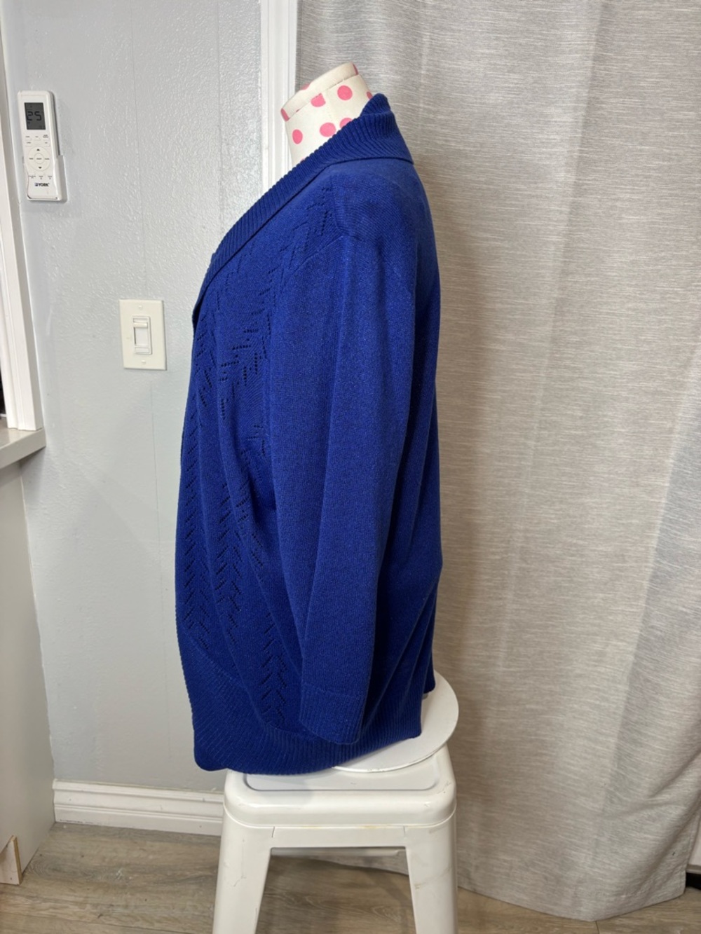 Laura Scott Royal Blue Open-Front Cardigan with Embellished Knit Top - Picture 3 of 7